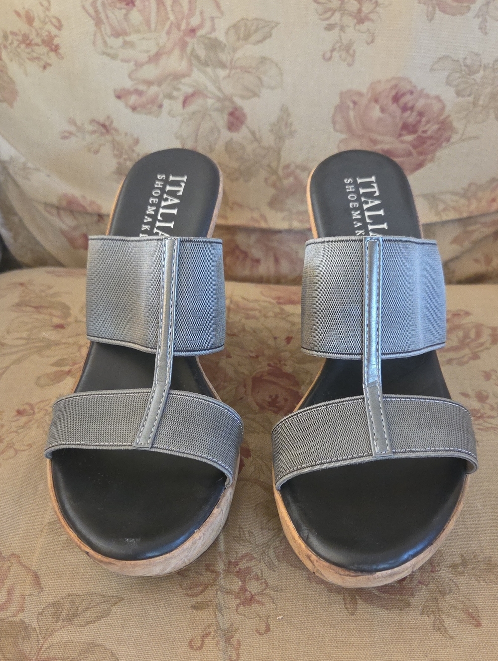 Italian Shoemakers Women's Gray Dual-Strap Slide Mules
